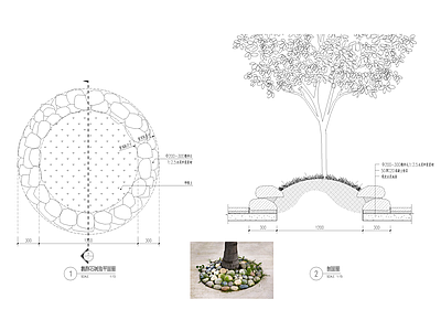 河卵石树池 施工图