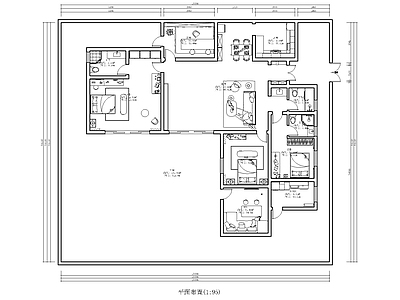 现代家装平面布置图 施工图 大平层