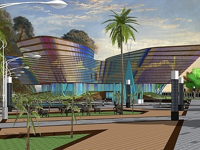 现代花瓣流线造型博物馆城市展览馆