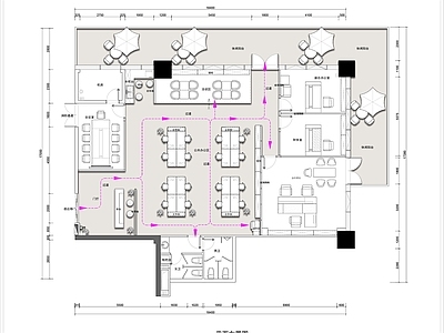 300平米办公空间平面布置图 施工图