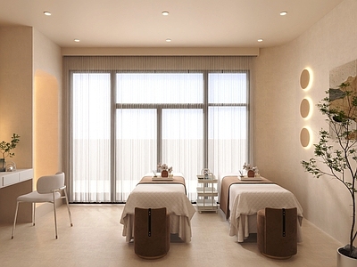 日式 SPA 美容院 美容床 过道