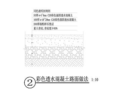 彩色透水混凝土路面做法 施工图 局部景观