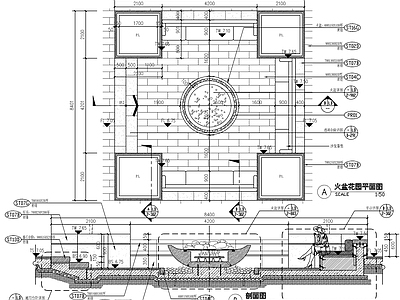 下沉广场坐凳花坛 施工图