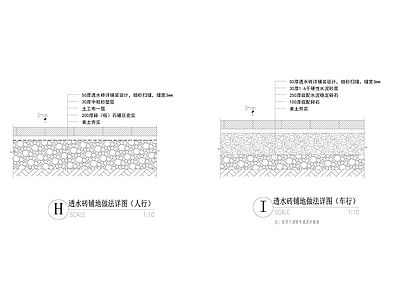 透水砖铺地做法 施工图 局部景观