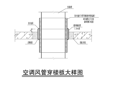 空调风管穿楼板大样图 施工图 建筑工程节点