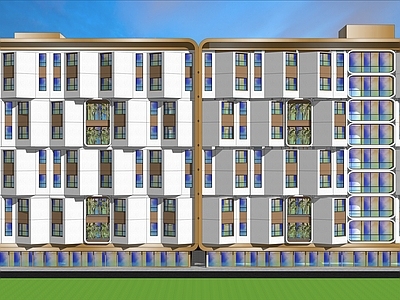 沿街斜切窗景酒店建筑