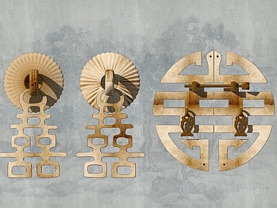 中式古风门扣锁喜字双囍造型门铃五金配件