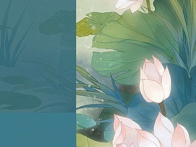 插画风荷花