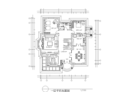 三层别墅平面布置图 施工图