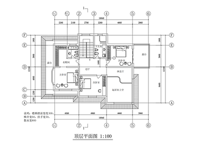 顶层平面图 施工图 大平层