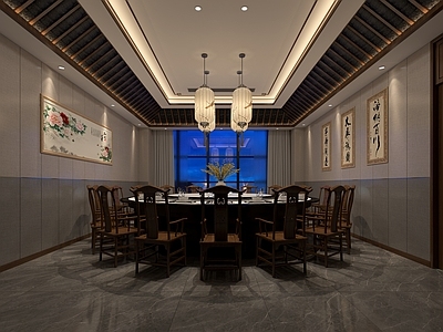 新中式包厢 中式吊顶