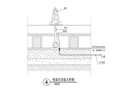 喷泉灯安装大样图 施工图