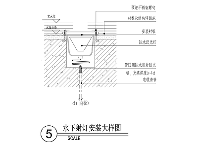 水下射灯安装大样图 施工图