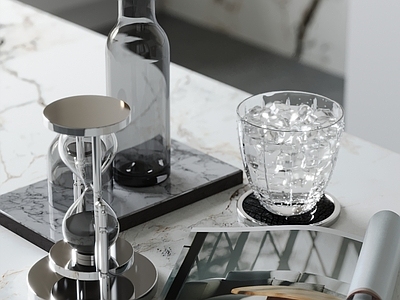 现代厨房摆件 水杯 酒杯 摆件 书籍 杂志 大理石 厨房用具