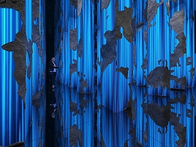 沉浸空间 展厅 多媒体柱子 石环 石柱 艺术展馆 展馆 艺术装置