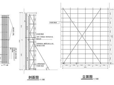 墙面操作架 施工网架 脚手架结 施工图