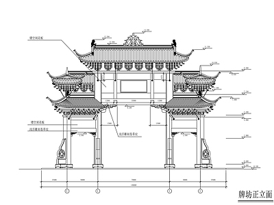 古建 牌楼牌坊建筑ca 施工图