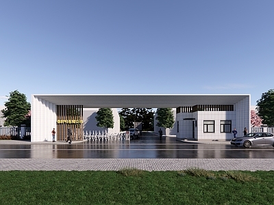 现代产业园区入口 企业工厂大门