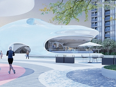 现代异形非遗脸谱元素展馆建筑 异形建筑 建筑部分