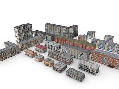 现代小区建筑 住宅建筑 多层住宅