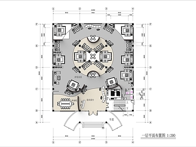 1200㎡两层家具专卖店展厅平面布置图 施工图