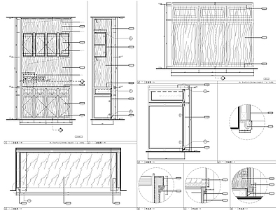 6套木饰面备餐柜节点大样图 施工图