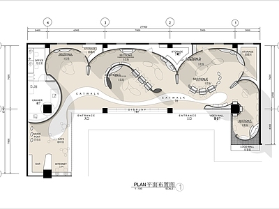 300㎡卖场展厅平面布置图 施工图