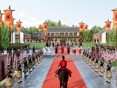 新中式入关仪式广场 出征送行 状元回府 祭祀仪式 古代战场 凯旋迎接