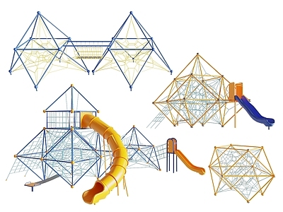现代儿童游乐器材 攀爬网 爬爬网 无动力设施 户外玩具 滑梯
