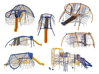现代儿童游乐器材 攀爬网 爬爬网 无动力设施 户外玩具 滑梯