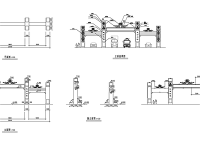 古建 牌楼牌坊建筑 施工图