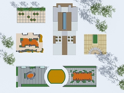 现代小区学校内廷铺装景观 广场 口袋公园