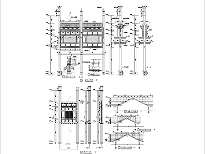 仿古建筑 牌坊 施工图
