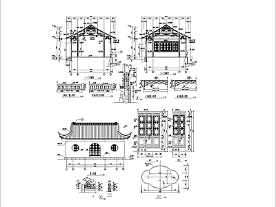 仿古建筑之镜心卢 挂落吴王靠大样 施工图