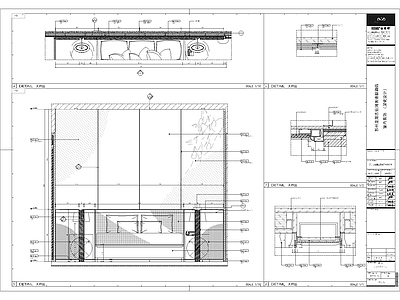 酒店客房床背景节点图 施工图 家具节点详图