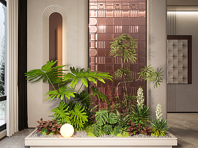 现代室内景观造景 小品 室内 苔藓 堆