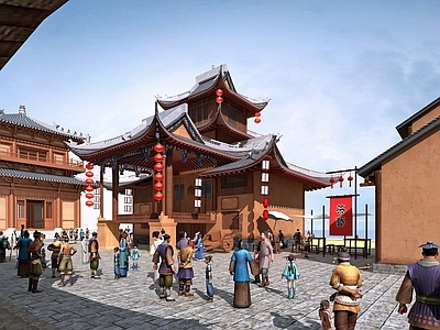 中式宋朝戏楼 沉浸式特色建筑 古建筑 国潮古风影视打卡商街