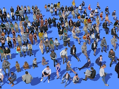 现代3d坐姿人物组合