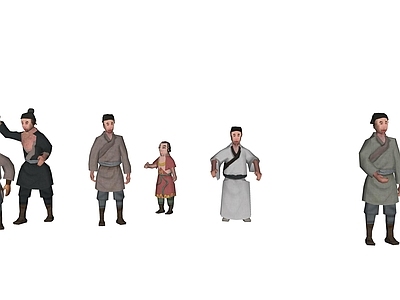 中式3d古代人物 男女物 小孩