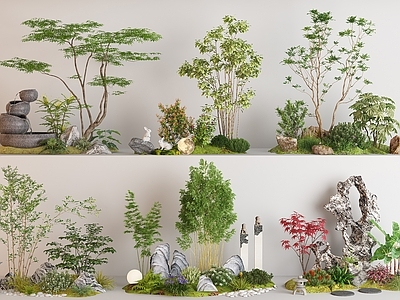 现代庭院景观小品 园林景观 植物造景 植物堆 植物组合 蕨类植物 户外