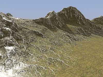 现代雪山 地形 等高地形 草地