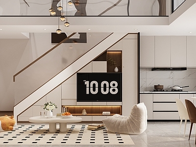 现代奶油风loft公寓 复式公寓