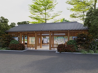 新中式公园凉亭