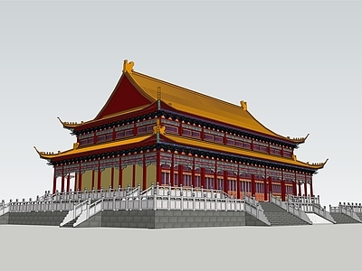 中式大雄宝殿寺庙建筑