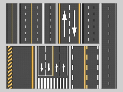 现代沥青道路 市政道路 标识划线 地面车道指示线 公路标准段