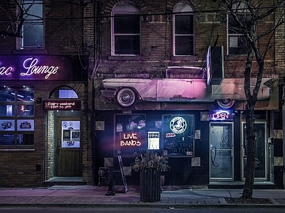 街道店铺夜景