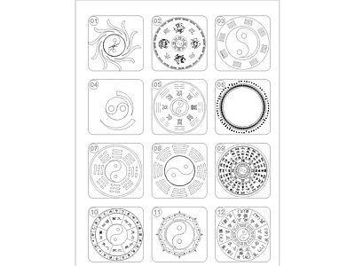 几十种八卦太极罗盘图 施工图 罗盘