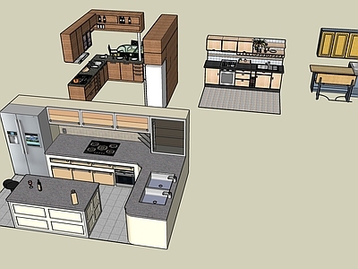现代多种造型厨房厨柜