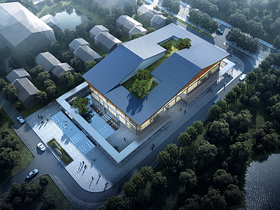 新中式展览馆建筑