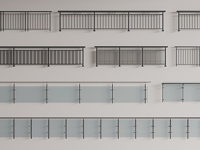 现代铁艺栏杆 护栏 玻璃护栏